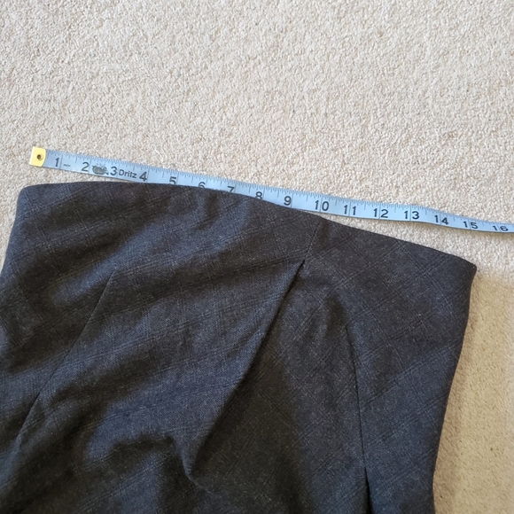 Tara Jarmon Paris Grey Plaid Strapless Pleated Stretch Mini Dress S - Picture 6 of 7